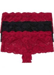 Figi panty z koronką 2 +1 (3 pary). Czerwone figi bonprix, bez wzorów, z koronki. Za 44.99 zł.