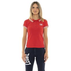 Koszulka polo na czas wolny na co dzień. Czerwone t-shirty sportowe LEONE 1947 APPAREL, bez wzorów, z bawełny, bez ramiączek, na fitness i siłownię. W wyprzedaży za 98.51 zł.