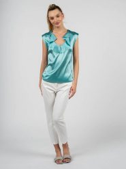 Pinko Top "Fascinoso" | 1G15M1 ZR64 | Fascinoso | Kobieta | Turkusowy. Niebieskie topy Pinko, m, bez wzorów, z elastanu, bez kołnierzyka, bez ramiączek. W wyprzedaży za 139.00 zł.