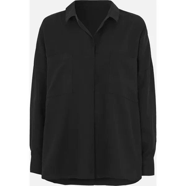 Koszula z twillu z obniżonym szwem rękawa. Czarne koszule Cellbes, uniwersalny, bez wzorów, z bawełny, eleganckie, bez kołnierzyka, bez ramiączek. W wyprzedaży za 68.00 zł.