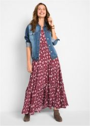 Sukienka z czystej bawełny. Czerwone sukienki bonprix, bez wzorów, z bawełny, bez kołnierzyka, bez ramiączek, maxi. Za 144.99 zł.