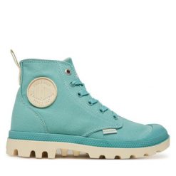 Trapery Palladium. Niebieskie traperki Palladium, bez wzorów, bez obcasa, bez zapięcia. Za 279.99 zł.