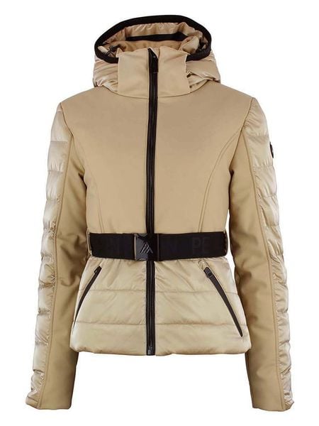 Peak Mountain Kurtka narciarska "Alyon" w kolorze beżowym rozmiar: L. Brązowe kurtki narciarskie Peak Mountain, l, bez wzorów, z tkaniny, bez kaptura, narciarskie. Za 765.09 zł.