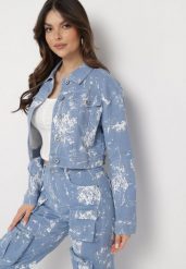 Niebieska Kurtka Jeansowa z Efektem Sprania o Krótkim Fasonie Anafia. Niebieskie kurtki Born2be, l, z aplikacjami, z jeansu, bez kaptura. W wyprzedaży za 139.99 zł.