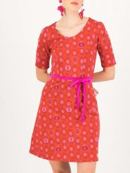 Blutsgeschwister Sukienka "Home Cute" w kolorze czerwonym rozmiar: M. Czerwone sukienki Blutsgeschwister, na co dzień, m, bez wzorów, z bawełny, bez kołnierzyka, bez ramiączek, mini, proste. Za 180.49 zł.