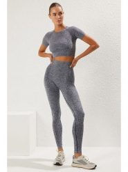 Trendyol Legginsy sportowe w kolorze szarym rozmiar: M/L. Szare legginsy sportowe Trendyol, l, bez wzorów, prążkowane, z podwyższonym stanem, outdoorowe. Za 56.93 zł.