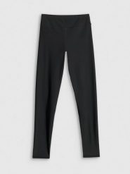 4F Legginsy do pływania damskie - czarne M. Czarne legginsy 4f, bez wzorów, z materiału, sportowe, długie. Za 129.99 zł.