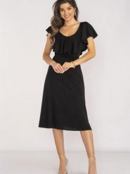 Sukienka Model A659 Black - awama. Czarne sukienki Awama, na spotkanie biznesowe, l, bez wzorów, z elastanu, eleganckie, bez kołnierzyka, plus size, bez ramiączek, midi. Za 276.30 zł.