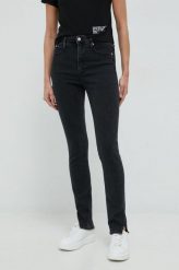 Calvin Klein Jeans jeansy damskie high waist. Czarne jeansy Calvin Klein Jeans, bez wzorów, z jeansu, z podwyższonym stanem. Za 539.99 zł.