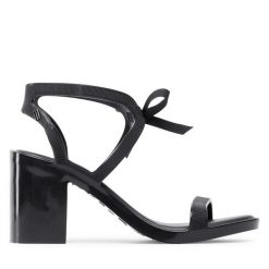 Sandały Melissa. Czarne sandały Melissa, bez wzorów, bez obcasa, na słupku, bez zapięcia. Za 419.99 zł.