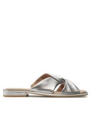 Caprice Klapki 9-27100-42 Srebrny. Szare klapki Caprice, bez wzorów, ze skóry, bez obcasa, bez zapięcia. Za 183.99 zł.
