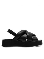 Pollini Sandały SA16266I1ITE0000 Czarny. Czarne sandały Pollini, bez wzorów, ze skóry, bez obcasa, na płaskiej podeszwie, bez zapięcia. Za 1,519.00 zł.