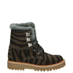BOTKI Z MOTYWEM ZWIERZĘCYM 11284 ZEBRA GRIG. Botki Venezia, bez wzorów, ze skóry, bez obcasa, bez zapięcia. Za 179.00 zł.
