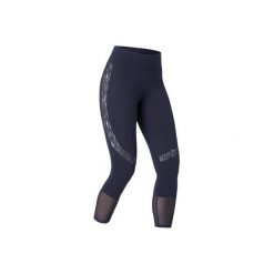 Legginsy Gym & Pilates 7/8 damskie. Niebieskie legginsy DOMYOS, bez wzorów, z bawełny. Za 49.99 zł.