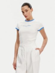 Tommy Hilfiger T-Shirt WW0WW44581 Écru Slim Fit. T-shirty Tommy Hilfiger, xs, bez wzorów, z bawełny, bez kołnierzyka, bez ramiączek. Za 149.99 zł.