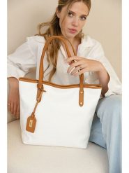 Anna Morellini Skórzany shopper bag "Lauretta" w kolorze białym - 40 x 32 x 12 cm rozmiar: onesize. Białe shopper bag Anna Morellini, bez wzorów, z materiału, na ramię, bez dodatków. Za 304.99 zł.