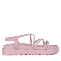 Sandały JENNY. Czerwone sandały Jenny, bez wzorów, bez obcasa, na płaskiej podeszwie, bez zapięcia. Za 39.99 zł.