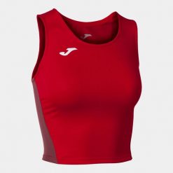 Tank top do biegania damski Joma R-Winner Crop top. Czerwone topy Joma, xl, bez wzorów, sportowe, bez kołnierzyka, bez ramiączek. W wyprzedaży za 94.10 zł.