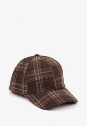 Brązowa Czapka z Daszkiem w Kratkę Venesse. Brązowe czapki z daszkiem Born2be, bez wzorów, z jeansu, klasyczne. Za 39.99 zł.