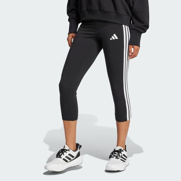 Legginsy Essentials 3-Stripes 3/4 Length. Czarne legginsy adidas, bez wzorów, z bawełny, sportowe. Za 129.00 zł.