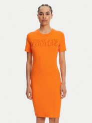Versace Jeans Couture Sukienka codzienna 78HAOS04 Pomarańczowy Slim Fit. Brązowe sukienki Versace Jeans Couture, na co dzień, s, bez wzorów, z bawełny, bez kołnierzyka, bez ramiączek, proste. Za 559.99 zł.