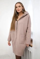 Bluza ocieplana rozpinana z dłuższym tyłem beżowa. Brązowe bluzy KESI, l, bez wzorów, z bawełny, bez ramiączek, z kapturem. Za 218.51 zł.