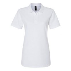 Damska Koszulka Polo Pique Soft Touch. Niebieskie t-shirty sportowe GILDAN, s, bez wzorów, bez ramiączek. Za 61.99 zł.