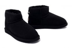 EMU AUSTRALIA W10937 STINGER MICRO black, botki damskie. Czarne botki Emu Australia, bez wzorów, ze skóry, bez obcasa, bez zapięcia. Za 535.92 zł.