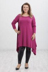 Asymetryczna tunika Abi w odcieniach fioletu duże rozmiary PLUS SIZE XXL JESIEŃ. Tuniki Moda Size Plus Iwanek, plus size, bez wzorów, z dzianiny, klasyczne, z asymetrycznym kołnierzem, bez ramiączek. W wyprzedaży za 79.90 zł.