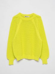 Sweter damski o ażurowym splocie limonkowy Funia 300. Zielone swetry BIG STAR, l, w ażurowe wzory, z jeansu, eleganckie, bez ramiączek. W wyprzedaży za 139.99 zł.