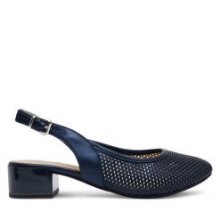 Sandały Caprice. Niebieskie sandały Caprice, bez wzorów, bez obcasa, na słupku, bez zapięcia. Za 339.99 zł.