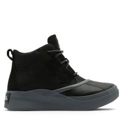 Botki Sorel. Czarne botki Sorel, bez wzorów, bez obcasa, na płaskiej podeszwie, bez zapięcia. Za 299.99 zł.
