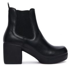 Botki Fly London. Czarne botki Fly London, bez wzorów, bez obcasa, na słupku, bez zapięcia. Za 749.99 zł.