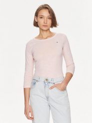 Tommy Hilfiger Bluzka WW0WW37861 Różowy Slim Fit. Czerwone bluzki Tommy Hilfiger, xxl, bez wzorów, z bawełny, bez kołnierzyka, bez ramiączek. Za 189.99 zł.