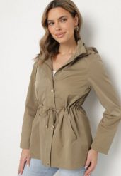 Ciemnozielona Kurtka Parka ze Ściągaczem w Talii i Odpinanym Kapturem Elanoreta. Zielone kurtki Born2be, l, bez wzorów, z jeansu, eleganckie. W wyprzedaży za 135.99 zł.