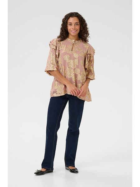 CULTURE Bluzka "Floi" w kolorze złoto-jasnoróżowym rozmiar: XL. Różowe bluzki Culture, xl, bez wzorów, bez kołnierzyka, bez ramiączek. Za 144.58 zł.