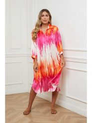 Plus Size Company Sukienka w kolorze różowo-pomarańczowo-białym rozmiar: 38. Różowe sukienki Plus Size Company, plus size, bez wzorów, klasyczne, bez kołnierzyka, plus size, bez ramiączek, midi. Za 92.42 zł.