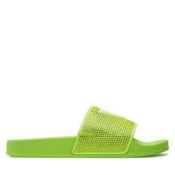 Klapki Guess. Zielone klapki Guess, z aplikacjami, bez obcasa, bez zapięcia. Za 219.99 zł.