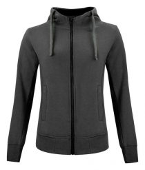Clique Classic Hoody Full Zip Women — bluza z kapturem na zamek, anthracite. Szare bluzy CLIQUE, s, bez wzorów, z bawełny, z kapturem. Za 336.55 zł.