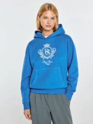 Bluza damska z kapturem i haftowanym logo niebieska afraja 401. Niebieskie bluzy z kapturem BIG STAR, l, bez wzorów, z dzianiny, z kapturem. Za 249.99 zł.