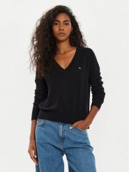 Tommy Jeans Sweter Tjw Essential DW0DW18670 Czarny Regular Fit. Czarne swetry Tommy Jeans, xxs, bez wzorów, z bawełny, bez ramiączek. Za 179.99 zł.