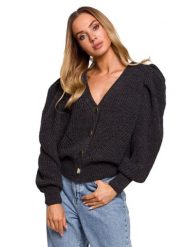 Made of emotion Kardigan w kolorze antracytowym rozmiar: L/XL. Czarne swetry Made Of Emotion, l, bez wzorów, bez ramiączek. Za 48.39 zł.