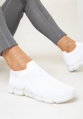 Białe Buty Sportowe z Amortyzującą Wkładką i Perforacją Hesseri. Białe buty treningowe Born2be, na lato, bez wzorów, przed kostkę, bez zapięcia. W wyprzedaży za 71.99 zł.