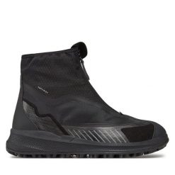 Botki Geox. Czarne botki Geox, bez wzorów, bez obcasa, na płaskiej podeszwie, bez zapięcia. Za 369.99 zł.