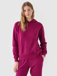 4F Bluza dresowa nierozpinana z kapturem damska - fioletowa L. Fioletowe bluzy 4f, l, bez wzorów, z bawełny, z kapturem. W wyprzedaży za 99.99 zł.
