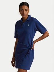 Polo Ralph Lauren Sukienka codzienna 211A88516001 Granatowy Straight Fit. Niebieskie sukienki Polo Ralph Lauren, na co dzień, xs, bez wzorów, z bawełny, bez kołnierzyka, bez ramiączek, proste. Za 669.99 zł.