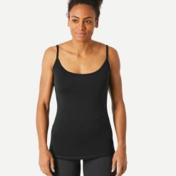 Koszulka trekkingowa damska na ramiączkach Simond MT500 merino. Czarne t-shirty sportowe SIMOND, l, bez wzorów, z materiału, bez ramiączek, trekkingowe. Za 99.99 zł.