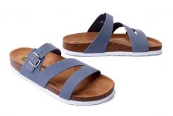 DR. BRINKMANN 700507-51 himmel, klapki damskie. Szare klapki Dr. Brinkmann, bez wzorów, ze skóry, bez obcasa, bez zapięcia. Za 219.90 zł.
