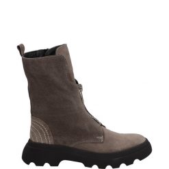 SZARE BOTKI 00101040S MINK. Szare botki Venezia, bez wzorów, ze skóry, bez obcasa, bez zapięcia. Za 299.00 zł.