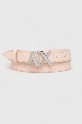 Armani Exchange pasek damski kolor różowy. Czerwone paski Armani Exchange, bez wzorów. Za 289.99 zł.